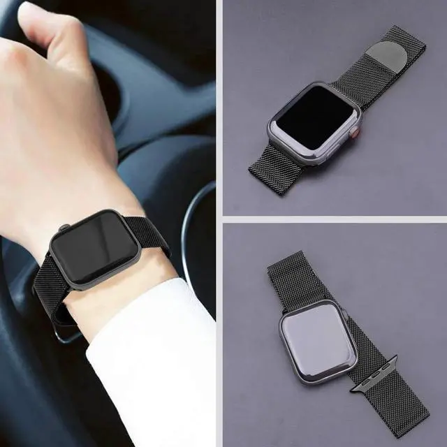 Alt view image 5 of 6 - Compatible with iWatch Band 38mm / 40mm - 42mm / 44mm Men Women Magnetic Closure Clasp Replacement Mesh Milanese Bands Compatible for Apple Watch iWatch Series 1 2 3 4