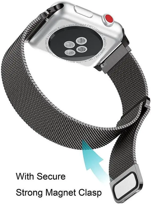 Alt view image 3 of 6 - Compatible with iWatch Band 38mm / 40mm - 42mm / 44mm Men Women Magnetic Closure Clasp Replacement Mesh Milanese Bands Compatible for Apple Watch iWatch Series 1 2 3 4