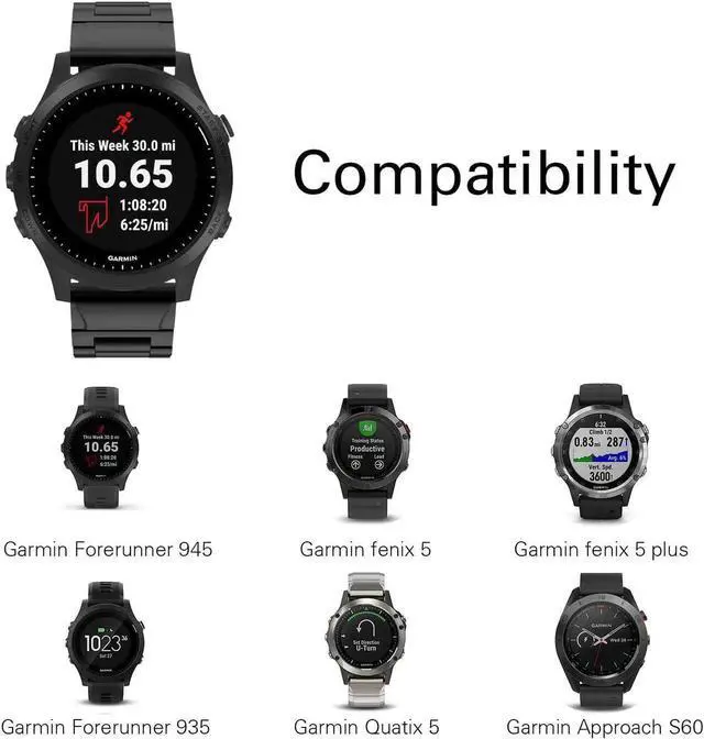 Alt view image 2 of 7 - Band Replacement Compatible with Garmin Fenix 5 / 5 Plus / Forerunner 935 / 945 Premium Stainless Steel Metal Watch Band with Quick Release Connector Fit Fenix 5 / 5 Plus / Forerunner 935 945