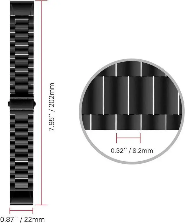 Alt view image 6 of 7 - Band Replacement Compatible with Garmin Fenix 5 / 5 Plus / Forerunner 935 / 945 Premium Stainless Steel Metal Watch Band with Quick Release Connector Fit Fenix 5 / 5 Plus / Forerunner 935 945
