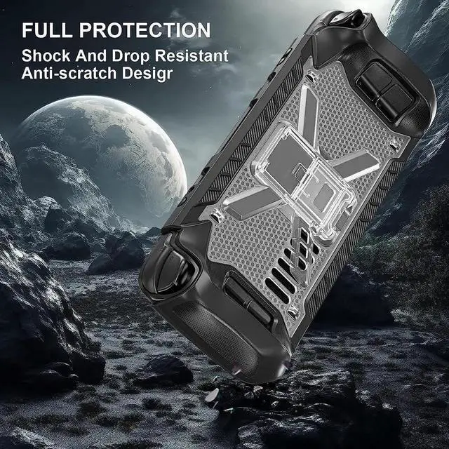Alt view image 4 of 7 - Full Protective Shockproof Case for Steam Deck, Back Shell Case Cover Compatible with Steam Deck with Foldable Kickstand, Screen Protector, Shoulder Strap