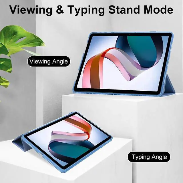Alt view image 6 of 7 - Protective Case for Xiaomi Redmi Pad 10.61 inch 2022 with S Pen Holder, Transparent Hard Shell Back Trifold Smart Stand Cover with universal stylus Pen Dark Green Blue