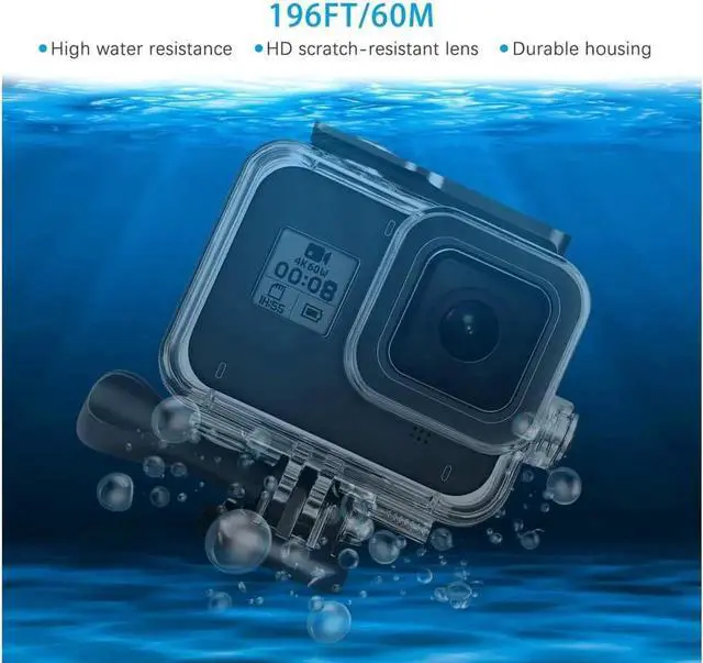 Alt view image 5 of 7 - 60M Waterproof Case for GoPro Hero 8 Black Underwater Waterproof Protective Housing Case for GoPro Action Camera with Quick Release Mount and Thumbscrew