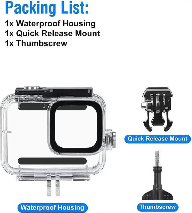 Alt view image 6 of 7 - Waterproof Case for GoPro Hero 12 Hero 11 Hero 10 Hero 9 Black, Underwater Dive Case Housing Shell Supports 60M/196FT Deep Diving Scuba Snorkeling with Bracket Screw GoPro Accessories