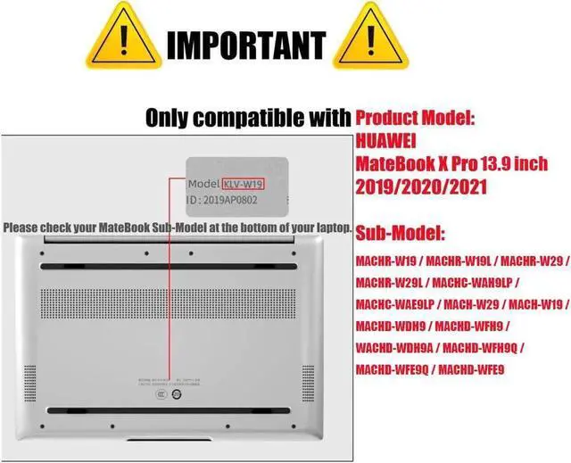 Alt view image 2 of 7 - Compatible with Huawei MateBook X Pro 2019 / 2020 / 2021 Matte Laptop Protective Hard Shell Case for Huawei Mate Book X Pro 13.9 inch with Keyboard Cover Skin
