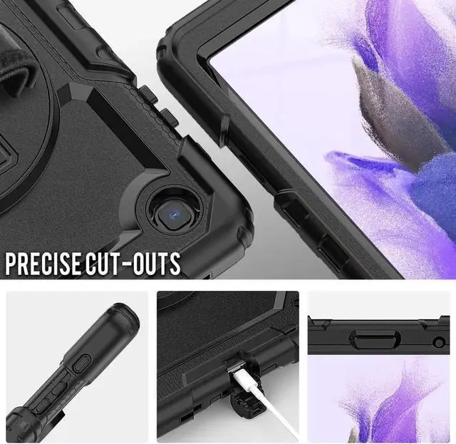 Alt view image 2 of 7 - Shockproof Cover Protective Case with Built-in Screen Protector for Samsung galaxy Tab A7 Lite 8.7 inch 2021 Model SM-T220 SM-T225 with Stand, Hand Strap & Shoulder Strap Black