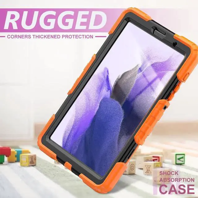 Alt view image 4 of 7 - Shockproof Cover Protective Case with Built-in Screen Protector for Samsung galaxy Tab A7 Lite 8.7 inch 2021 Model SM-T220 SM-T225 with Stand, Hand Strap & Shoulder Strap Orange