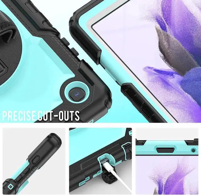 Alt view image 3 of 7 - Shockproof Cover Protective Case with Built-in Screen Protector for Samsung galaxy Tab A7 Lite 8.7 inch 2021 Model SM-T220 SM-T225 with Stand, Hand Strap & Shoulder Strap