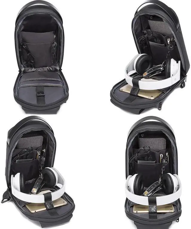 Alt view image 2 of 7 - Sling Bag, Waterproof Men Chest Bag Leather Shoulder bags Crossbody Sling Backpack Large Capacity Travel Messenger Bag