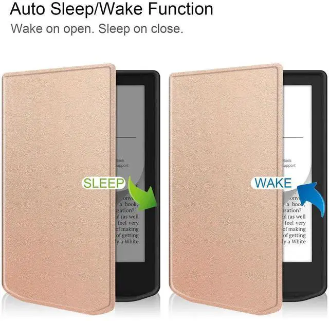 Alt view image 4 of 7 - Case for Pocketbook Verse PB629 / Verse Pro PB634 / Lite E-Reader 6 Inch, Slim Hard Shell Smart Protective Cover with Multi-Angle Stand, Auto Sleep/Wake Rose Gold