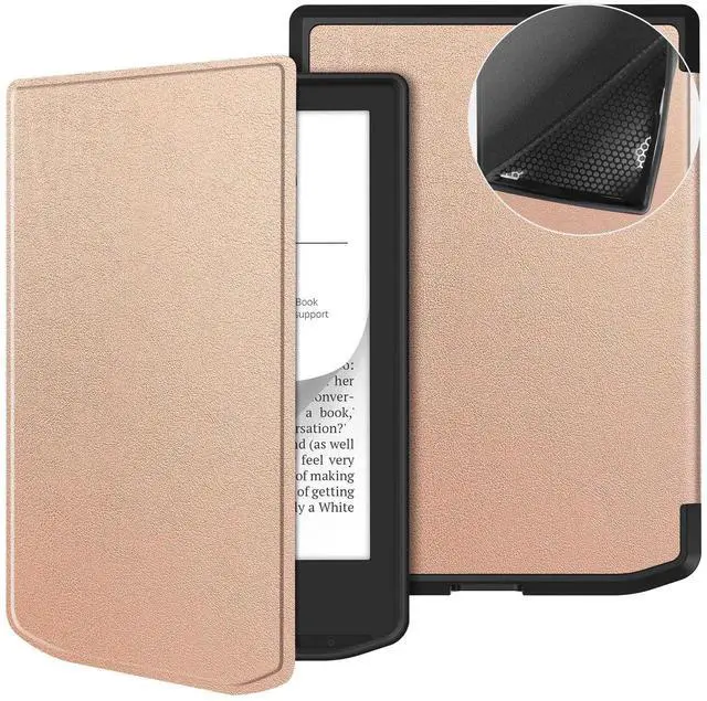 Alt view image 5 of 7 - Case for Pocketbook Verse PB629 / Verse Pro PB634 / Lite E-Reader 6 Inch, Slim Hard Shell Smart Protective Cover with Multi-Angle Stand, Auto Sleep/Wake Rose Gold