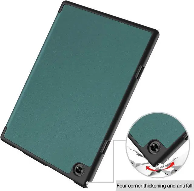 Alt view image 5 of 7 - Case for Teclast M40 / M40 Pro / P20S / P20HD, Tri fold Slim Lightweight Hard Shell Smart Protective Cover with Multi-Angle Stand, Universal Stylus Pen Dark Green