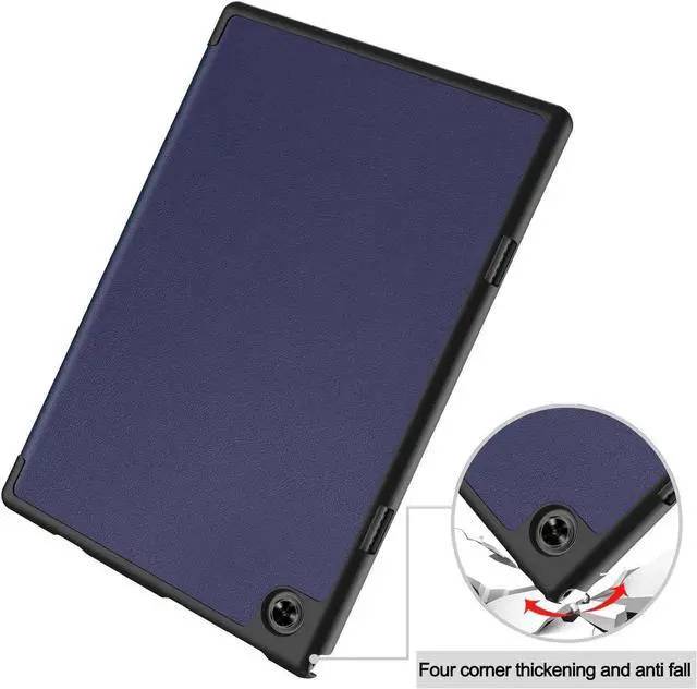 Alt view image 2 of 7 - Case for Teclast M40 / M40 Pro / P20S / P20HD, Tri fold Slim Lightweight Hard Shell Smart Protective Cover with Multi-Angle Stand, Universal Stylus Pen Blue