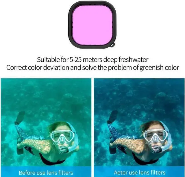 Alt view image 6 of 6 - Waterproof Case with 3-Pack Dive Filter for GoPro Hero 12 Hero 11 Hero 10 Hero 9 Black 60M/196FT Underwater Scuba Snorkeling Deep Diving with Red Magenta Filter Bracket Screw Go Pro Accessories