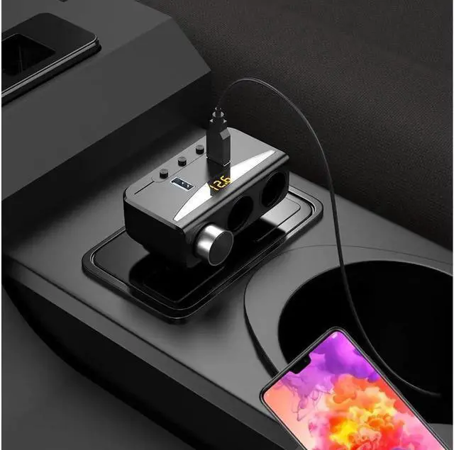 Alt view image 6 of 7 - 3 Sockets DC 12V/24V Cigarette Lighter Splitter, 3.1ADual USB Car Charger Adapter Voltmeter