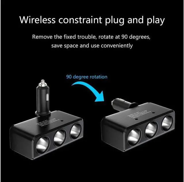 Alt view image 7 of 7 - 3 Sockets DC 12V/24V Cigarette Lighter Splitter, 3.1ADual USB Car Charger Adapter Voltmeter
