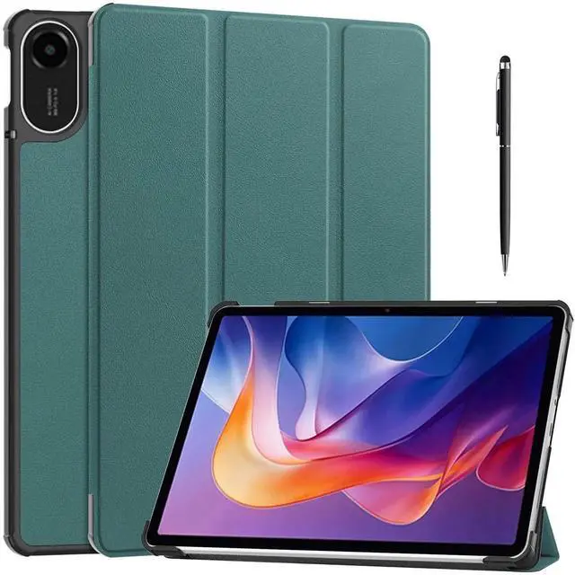 Main image of Case for Xiaomi Redmi Pad 2 11 inch 2025, Tri fold Slim Hard Shell Smart Protective Cover with Multi-Angle Stand, Auto Sleep/Wake, Universal Stylus Pen Dark Green