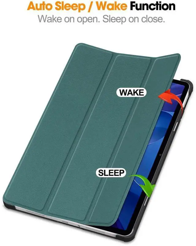 Alt view image 6 of 7 - Case for Xiaomi Redmi Pad 2 11 inch 2025, Tri fold Slim Hard Shell Smart Protective Cover with Multi-Angle Stand, Auto Sleep/Wake, Universal Stylus Pen Dark Green