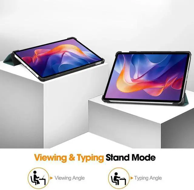 Alt view image 7 of 7 - Case for Xiaomi Redmi Pad 2 11 inch 2025, Tri fold Slim Hard Shell Smart Protective Cover with Multi-Angle Stand, Auto Sleep/Wake, Universal Stylus Pen Dark Green