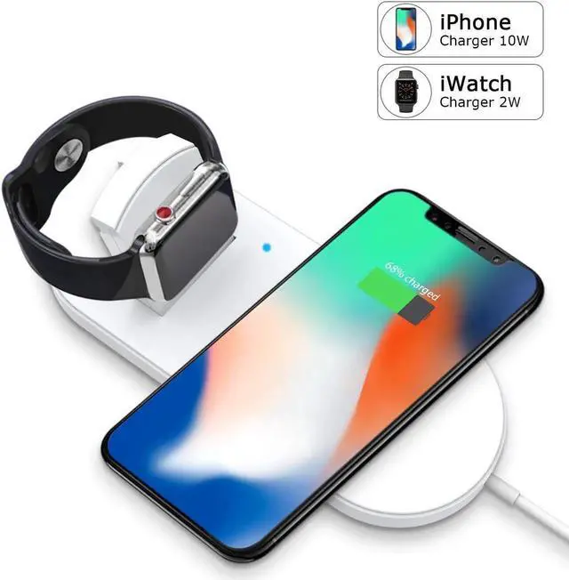 Main image of Wireless Charger for Apple Watch 2-in-1 Charging Pad Stand Compatible with for Apple iPhone Xs XS Max XR X 8 Plus Apple Watch Series 3 2 1