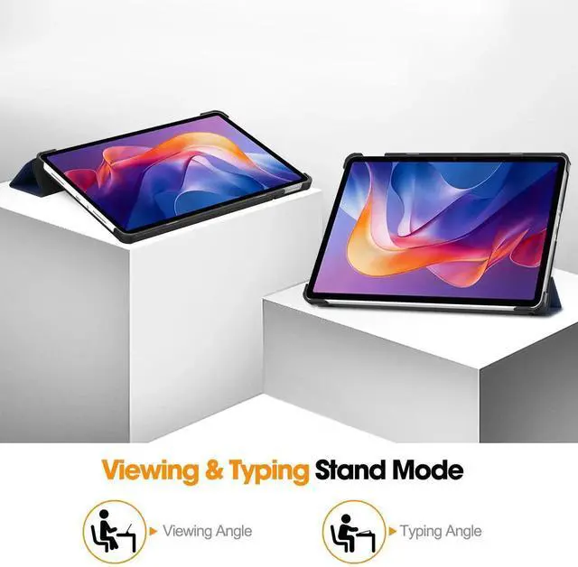 Alt view image 2 of 7 - Case for Xiaomi Redmi Pad 2 11 inch 2025, Tri fold Slim Hard Shell Smart Protective Cover with Multi-Angle Stand, Auto Sleep/Wake, Universal Stylus Pen Blue