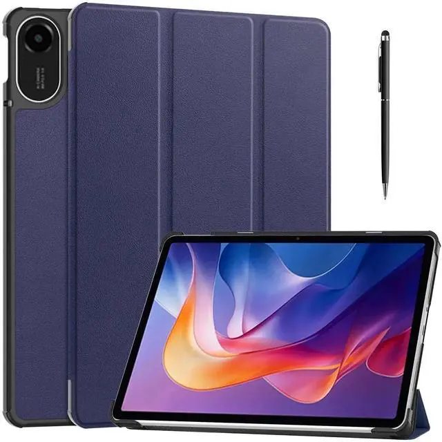 Main image of Case for Xiaomi Redmi Pad 2 11 inch 2025, Tri fold Slim Hard Shell Smart Protective Cover with Multi-Angle Stand, Auto Sleep/Wake, Universal Stylus Pen Blue