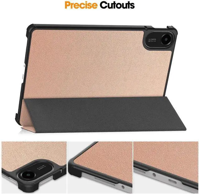 Alt view image 4 of 7 - Case for Xiaomi Redmi Pad 2 11 inch 2025, Tri fold Slim Hard Shell Smart Protective Cover with Multi-Angle Stand, Auto Sleep/Wake, Universal Stylus Pen Rose Gold