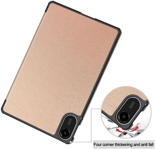 Alt view image 5 of 7 - Case for Xiaomi Redmi Pad 2 11 inch 2025, Tri fold Slim Hard Shell Smart Protective Cover with Multi-Angle Stand, Auto Sleep/Wake, Universal Stylus Pen Rose Gold