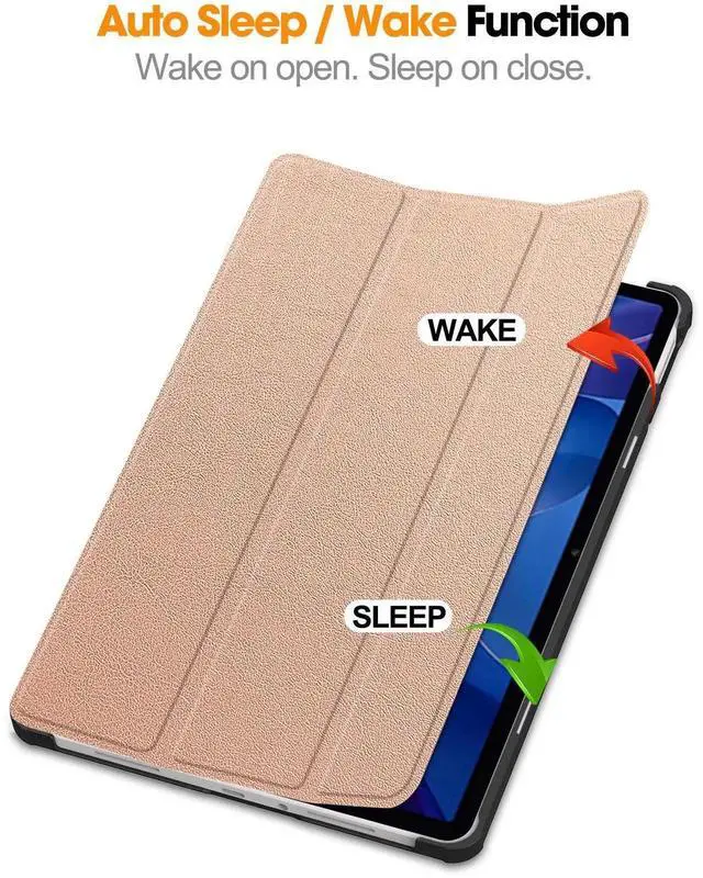 Alt view image 2 of 7 - Case for Xiaomi Redmi Pad 2 11 inch 2025, Tri fold Slim Hard Shell Smart Protective Cover with Multi-Angle Stand, Auto Sleep/Wake, Universal Stylus Pen Rose Gold
