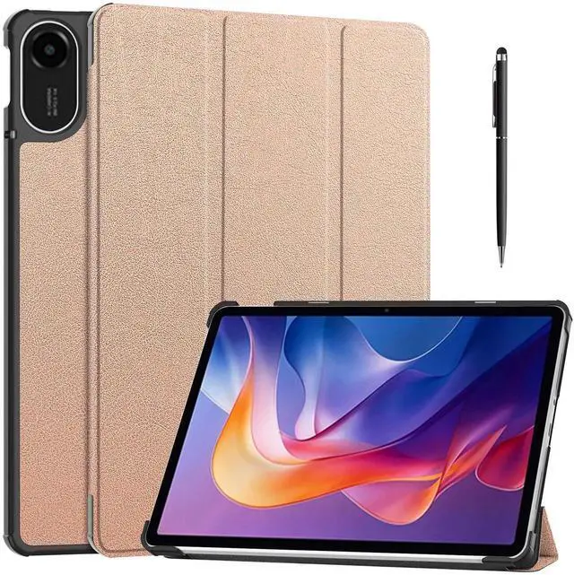 Main image of Case for Xiaomi Redmi Pad 2 11 inch 2025, Tri fold Slim Hard Shell Smart Protective Cover with Multi-Angle Stand, Auto Sleep/Wake, Universal Stylus Pen Rose Gold