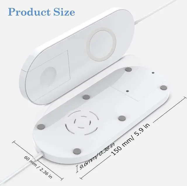 Alt view image 4 of 7 - Wireless Charger for Apple Watch 2-in-1 Charging Pad Stand Compatible with for Apple iPhone Xs XS Max XR X 8 Plus Apple Watch Series 3 2 1