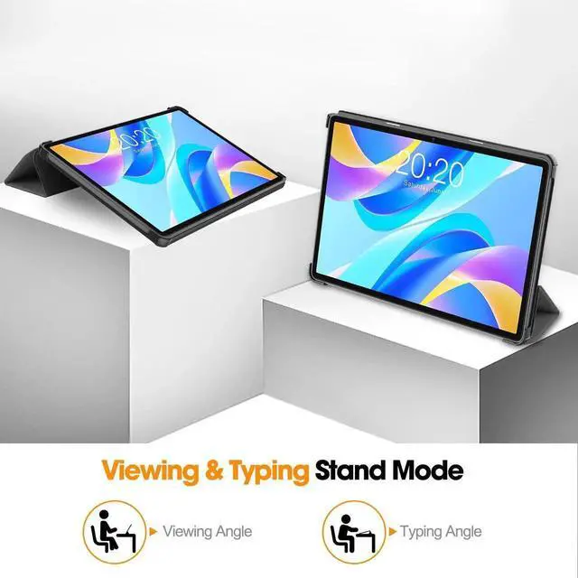 Alt view image 7 of 7 - Case for Teclast M40 Plus 10.1 inch / P30S 10.1 inch / P40HD 10.1 inch, Tri fold Slim Lightweight Hard Shell Smart Protective Cover with Multi-Angle Stand, Universal Stylus Pen Gray