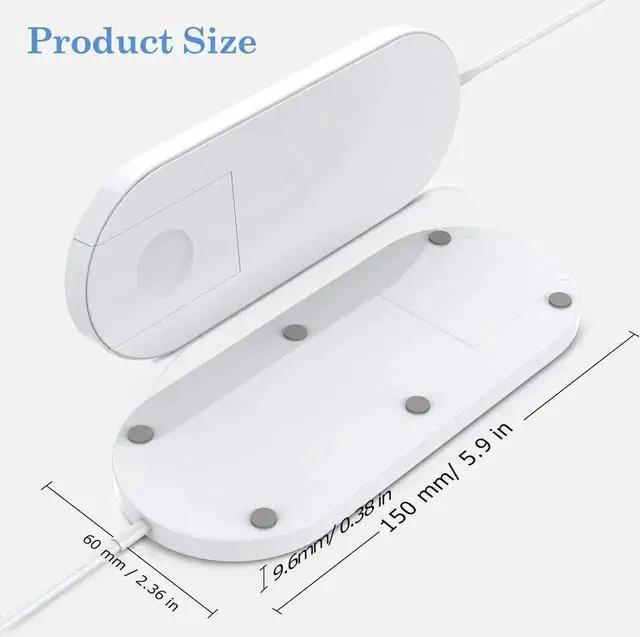 Alt view image 7 of 7 - Wireless Charger for Apple Watch, 2-in-1 Charging Pad Stand Compatible for with for iPhone Xs/XS Max/XR/X/ 8/ Plus/Series 4/3/2/1