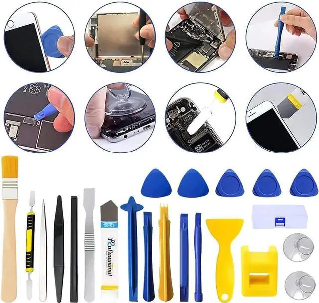 Alt view image 3 of 7 - 30 in 1 Smart Phone Repair Tools Kit, Professional Electronics Repair Tools 8 Magnetic Screwdrivers and Lever Opening Tools for Phone, Tablet, Glasses, Laptops, Tablets
