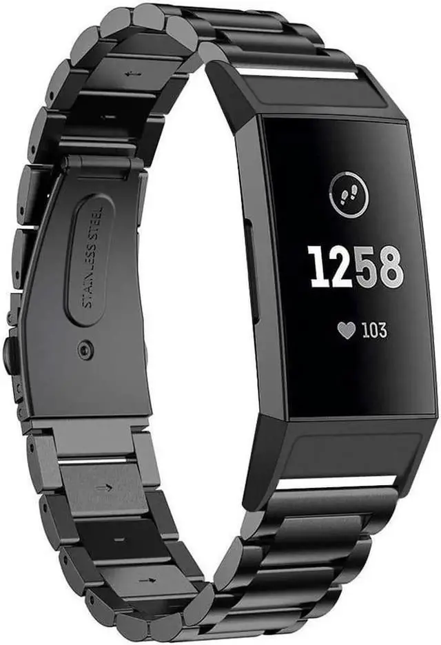 Alt view image 3 of 6 - Compatible Fitbit Charge 3 Metal Bands, Premium Stainless Steel Metal Replacement Smartwatch Bands Strap Bracelet Sport Wristband Compatible with Fitbit Charge 3 & Charge 3 SE for Women Men