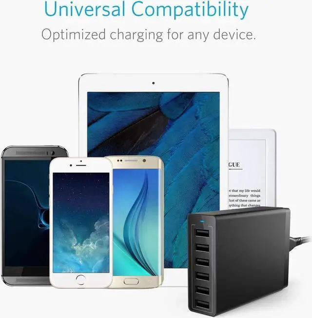 Alt view image 2 of 7 - 50W 6 Port Desktop USB Charging Hub charger High Speed smart Wall Travel Charger For iPhone XS XS Max XR X 8 7 6 Plus iPad Pro Air 2 mini iPod Samsung Galaxy S7 S6 Edge Plus Note 5 4 LG Nexus HTC