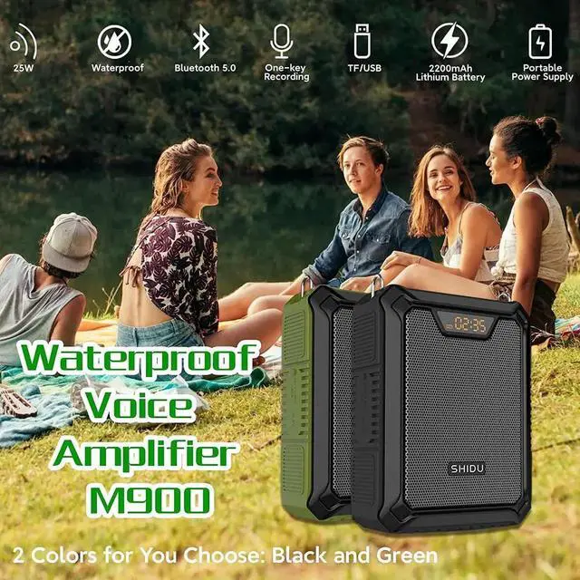 Alt view image 2 of 5 - Voice Amplifier Portable Speaker with Wired Microphone 25W Rechargeable Waterproof IPX6 Bluetooth 5.0 Mini Pa System for Teachers, Training, Stage Performance, Team Building, Outdoor
