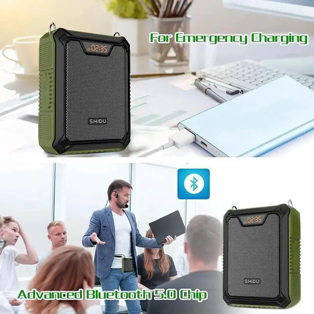 Alt view image 4 of 5 - Voice Amplifier Portable Speaker with Wired Microphone 25W Rechargeable Waterproof IPX6 Bluetooth 5.0 Mini Pa System for Teachers, Training, Stage Performance, Team Building, Outdoor