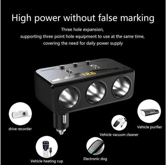 Alt view image 7 of 7 - Cigarette Lighter Splitter,3 in 1 120W 3-Socket Cigarette Lighter Power Adapter 12v / 24v Dual USB Car Charger DC Outlet Splitter, 3.1A Double USB Output Ports iPhone x