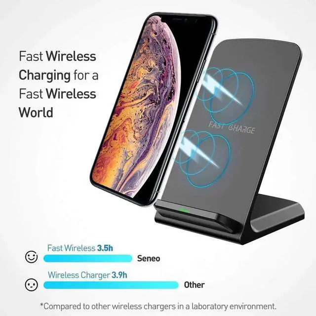 Alt view image 7 of 7 - Werleo Qi Wireless Charger 10W Fast Wireless Charger for Samsung Galaxy S10 S10+ S10E S9 Note 9 Qi Certified Compatible iPhone Xs Max Xs XR X 8 8 Plus 5W for All Qi-Enabled Phones - No AC Adpater