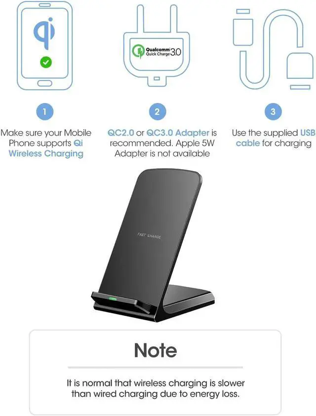 Alt view image 3 of 7 - Werleo Qi Wireless Charger 10W Fast Wireless Charger for Samsung Galaxy S10 S10+ S10E S9 Note 9 Qi Certified Compatible iPhone Xs Max Xs XR X 8 8 Plus 5W for All Qi-Enabled Phones - No AC Adpater