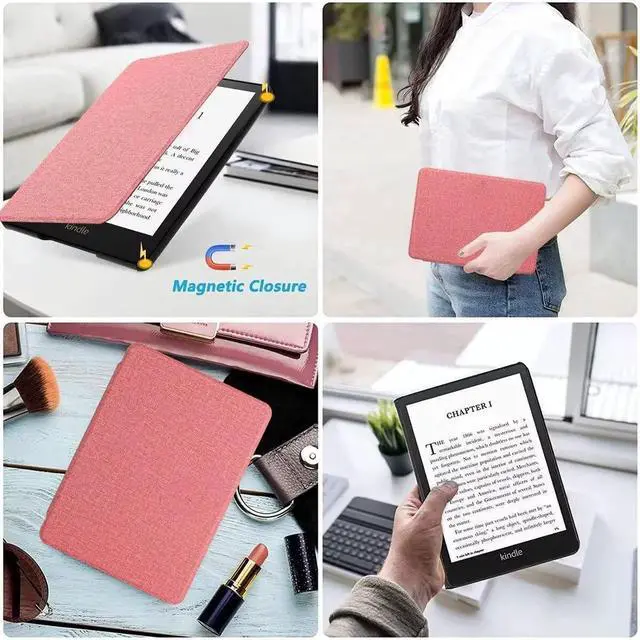 Alt view image 6 of 7 - Compatible with 6" Kindle Paperwhite Case (5th/6th/7th Generation, 2012-2016), Slim Hard Plastic Protective Cover with Smart Auto Wake/Sleep for Old 6 inch Kindle Paperwhite E-Reader Pink