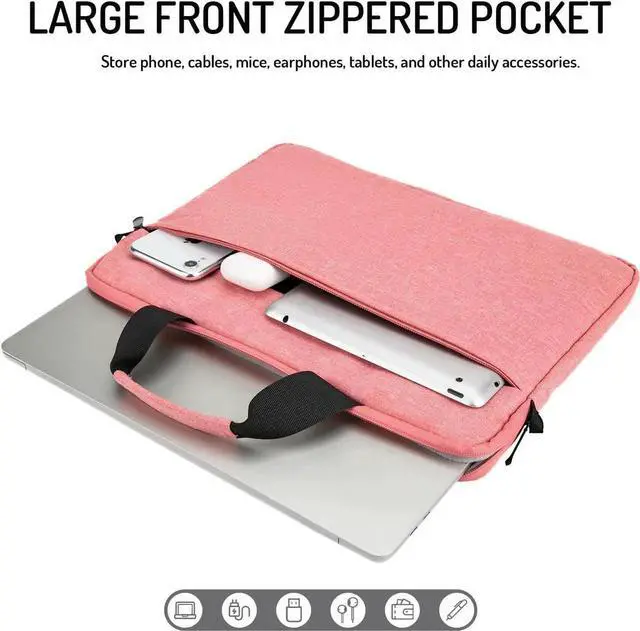 Alt view image 5 of 6 - 15.6-16 Inch Laptop Sleeve Shoulder Bag Waterproof Notebook Chromebook Computer Carrying Case Compatible with 15.6 inch Acer Asus Dell HP Thinkpad Pink