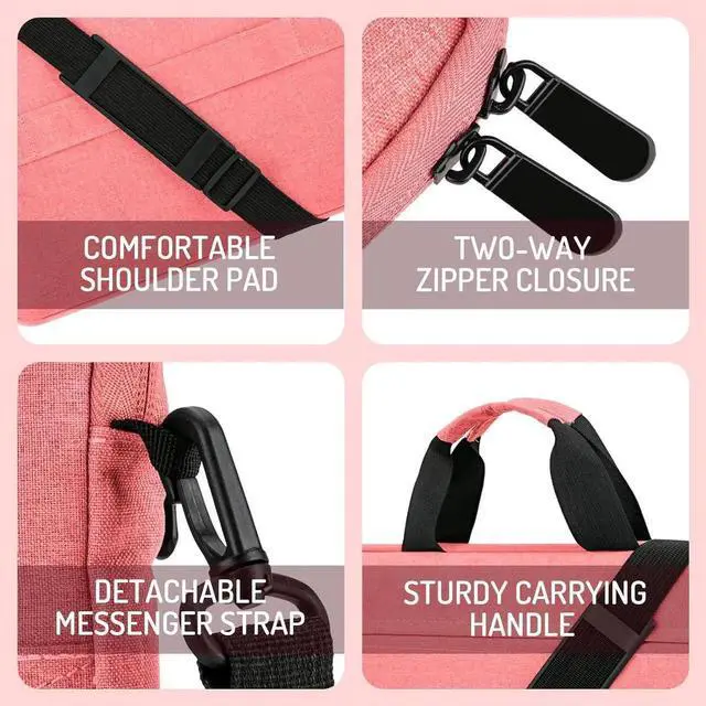 Alt view image 3 of 6 - 15.6-16 Inch Laptop Sleeve Shoulder Bag Waterproof Notebook Chromebook Computer Carrying Case Compatible with 15.6 inch Acer Asus Dell HP Thinkpad Pink