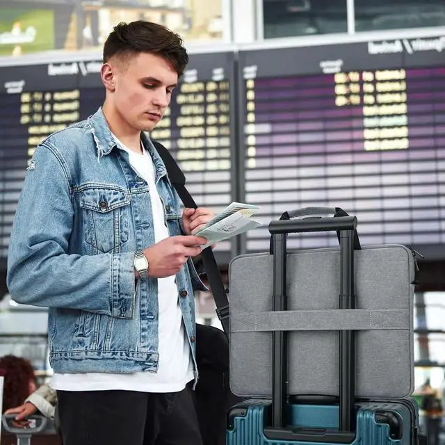 Alt view image 5 of 6 - 15.6-16 Inch Laptop Sleeve Shoulder Bag Waterproof Notebook Chromebook Computer Carrying Case Compatible with 15.6 inch Acer Asus Dell HP Thinkpad Grey