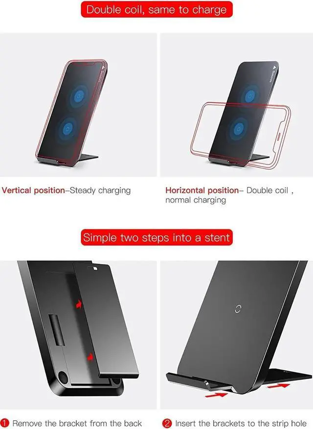 Alt view image 3 of 7 - Werleo Qi Wireless Charger for Apple iPhone X iPhone 8 8 Plus Samsung S8 S9 S9 Plus S7 Edge S7 S6 Edge Note 8 Fast Wireless Charger Docking Dock Station