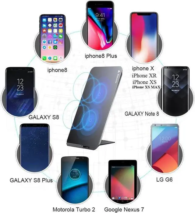 Alt view image 4 of 7 - Werleo Qi Wireless Charger for Apple iPhone X iPhone 8 8 Plus Samsung S8 S9 S9 Plus S7 Edge S7 S6 Edge Note 8 Fast Wireless Charger Docking Dock Station