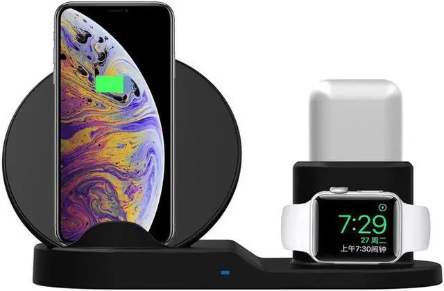 Main image of 3 in 1 Wireless Charger for Apple iWatch 1 2 3 Generation Charging Station for Airpods Qi Fast Wireless Charger Dock for iPhone XR XS MAX X 8 7 6s Plus Samsung S8 and Other Qi-Enabled Devices