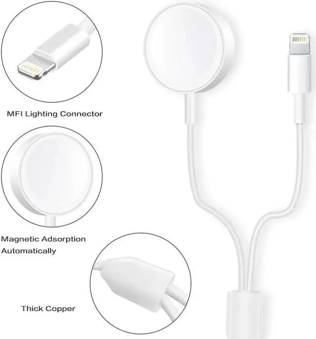 Alt view image 3 of 7 - Updated Version Watch Charger Magnetic Cable for iWatch 5 4 3 2 1 2-in-1 Wireless Charging Cable Compatible with Apple Watch Series 5 4 3 2 1 and iPhone 11 Pro 11 Pro Max XR XS XS Max X 8 7 6