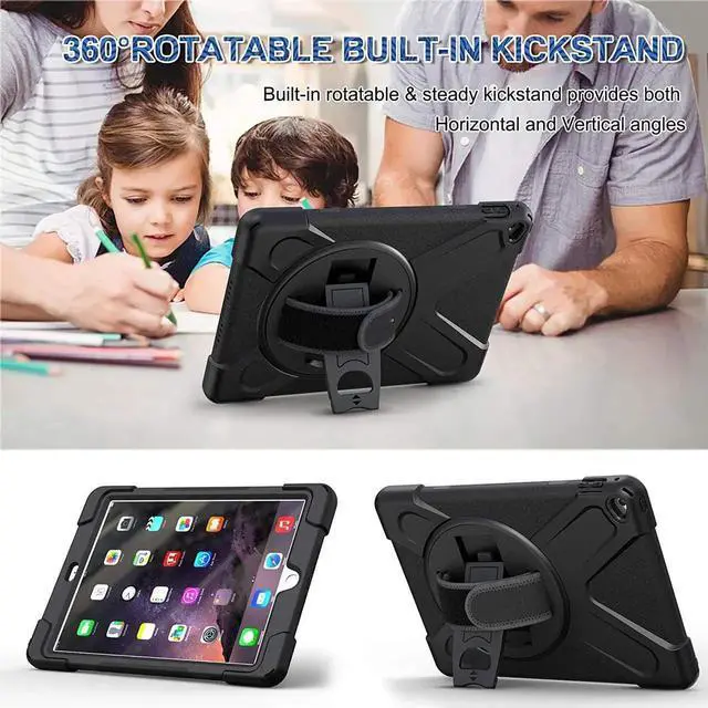 Alt view image 6 of 7 - iPad Air 2 Case 9.7 Inch 2014 Case for iPad Model A1566 / A1567, 360 Degrees Built-in Stand Heavy Duty Hand&Shoulder Strap Full-Body Protective Case for iPad Air 2